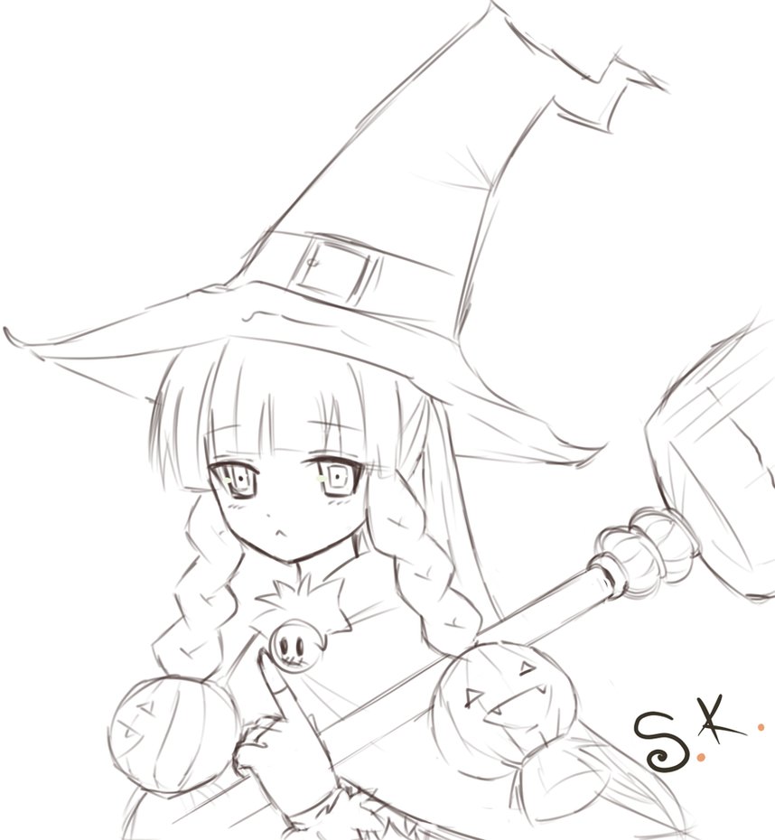 858x930 Pumpkin Witch Sketch By Kimsha235