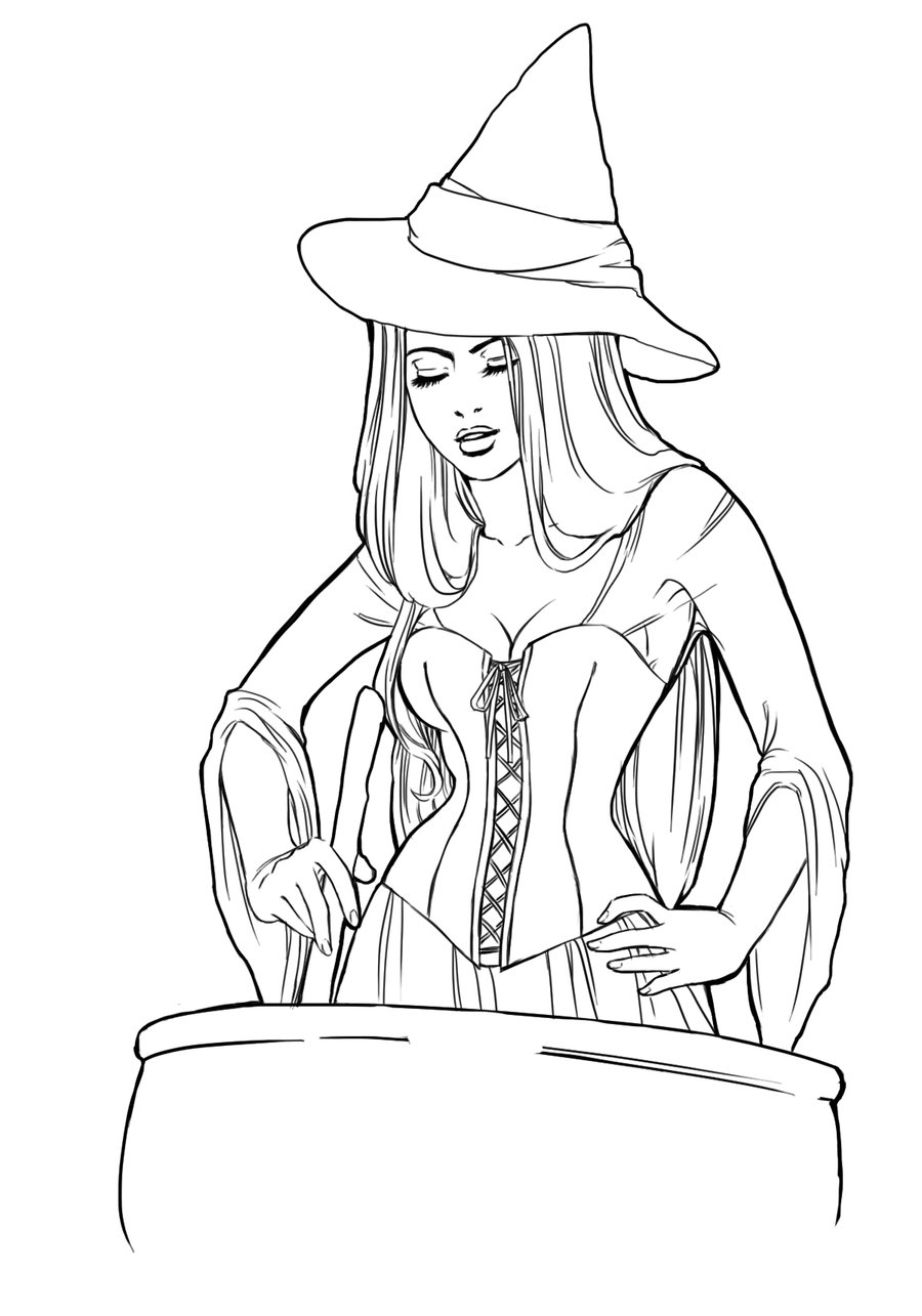 900x1285 Witch Lineart By Ariana On @