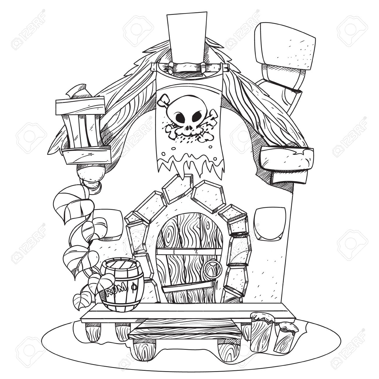 1300x1300 Witches Hut. Cartoon Illustration Of A House Sorceress. Drawing