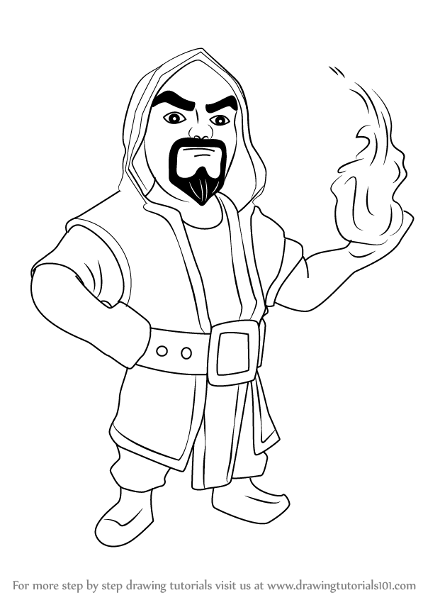 597x846 Learn How To Draw Wizard From Clash Clans (Clash