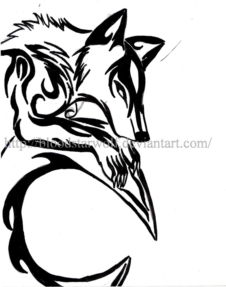 794x1007 Looking Over The Moon Tribal By Bloodstarwolf