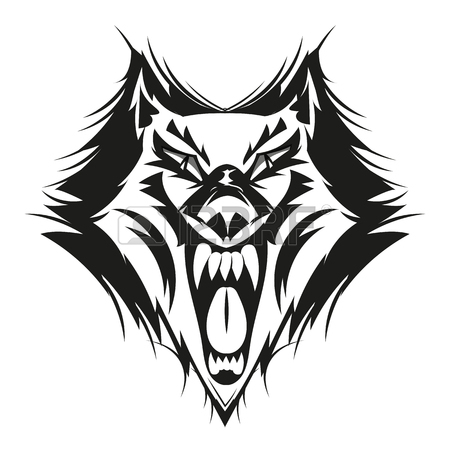 450x450 Fierce Wolf Face. Digital Drawing.vector Illustration Art Royalty