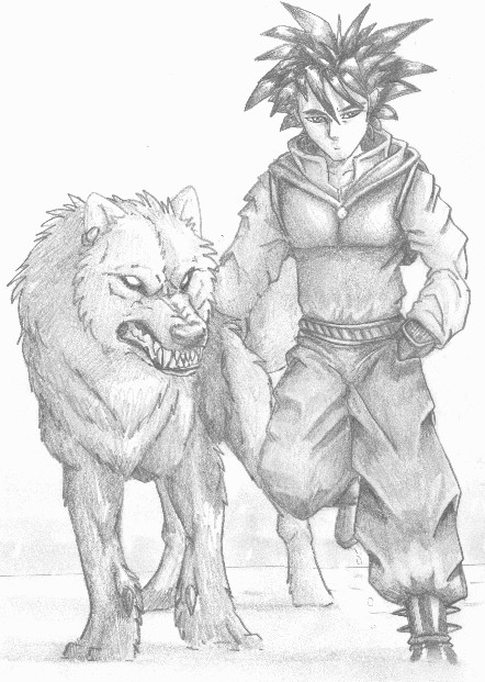 442x621 Anime Dude And Wolf Pet By Thetyro