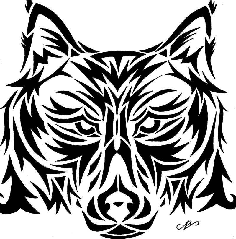 800x809 Wolf Tribal Design Drawing By Nikolai Bartolf