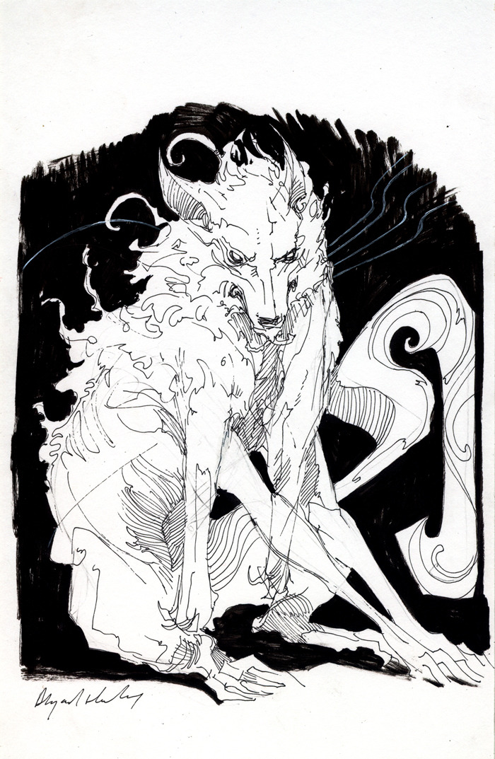 700x1073 Dog Drawing Illustration Art Black And White Wolf Skull Fantasy