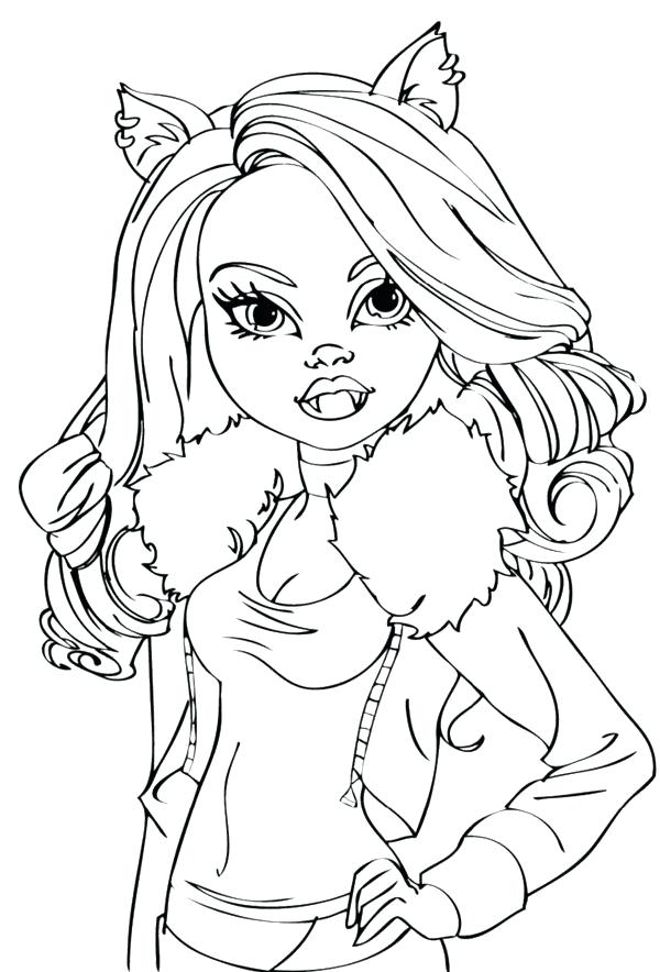 600x884 Best Clawdeen Wolf Coloring Page Of Girl Monster High Pages