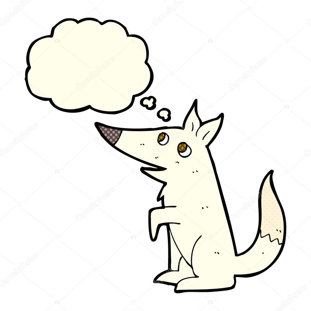 1024x1024 Cartoon Wolf Cub With Thought Bubble Stock Vector