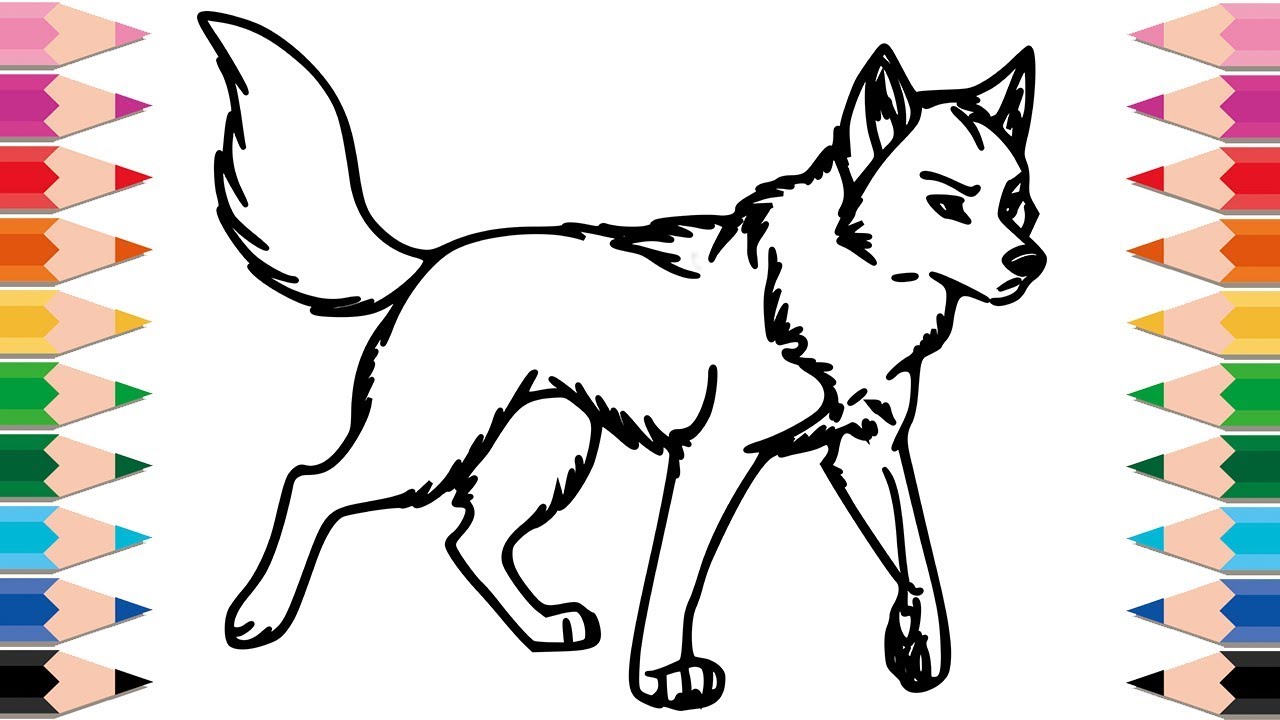 1280x720 How To Draw Wolf Coloring Pages For Kids Drawing Animals Learn
