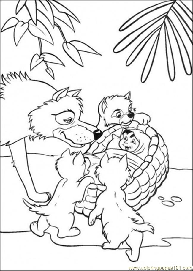 650x912 Father Wolf Finds Mowgli Coloring Page