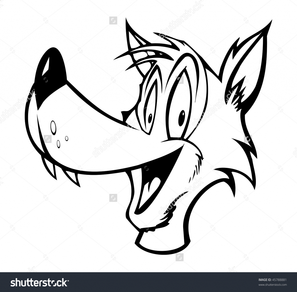 1024x1007 Wolf Cartoon Drawing Cartoon Vector Outline Illustration Goofy