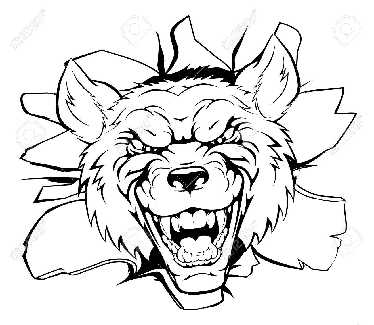 1300x1131 An Illustration Of A Cartoon Tough Wolf Character Face Tearing
