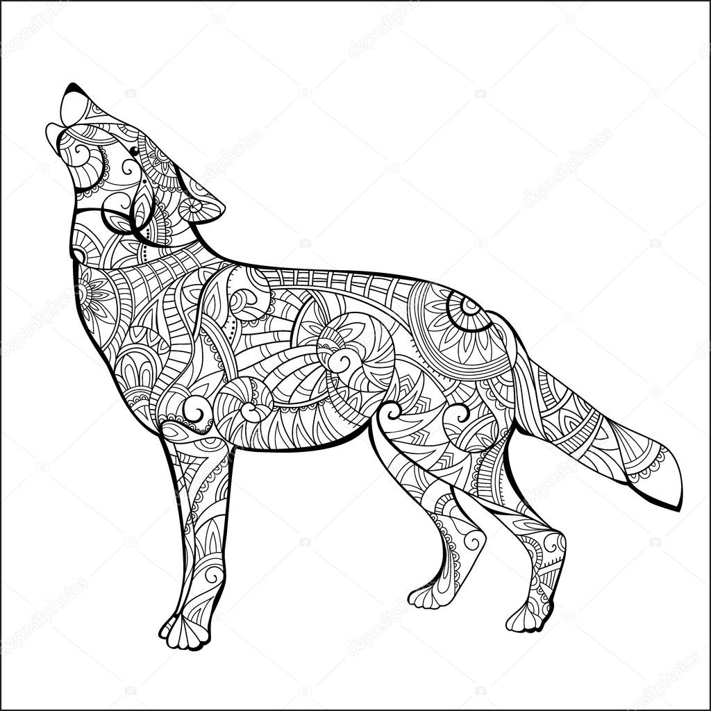 1024x1024 Hand Drawn Wolf Side View Stock Vector Son