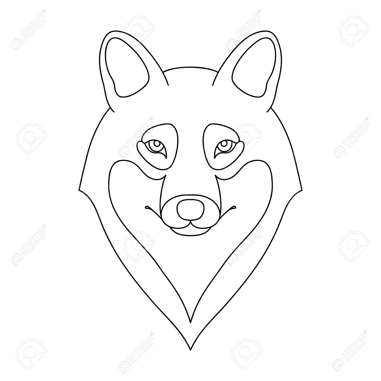 1300x1300 Isolated Black Outline Head Of Wolf On White Background. Line