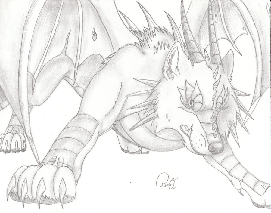 900x708 Dragon Wolf Front View By Minakowolf37