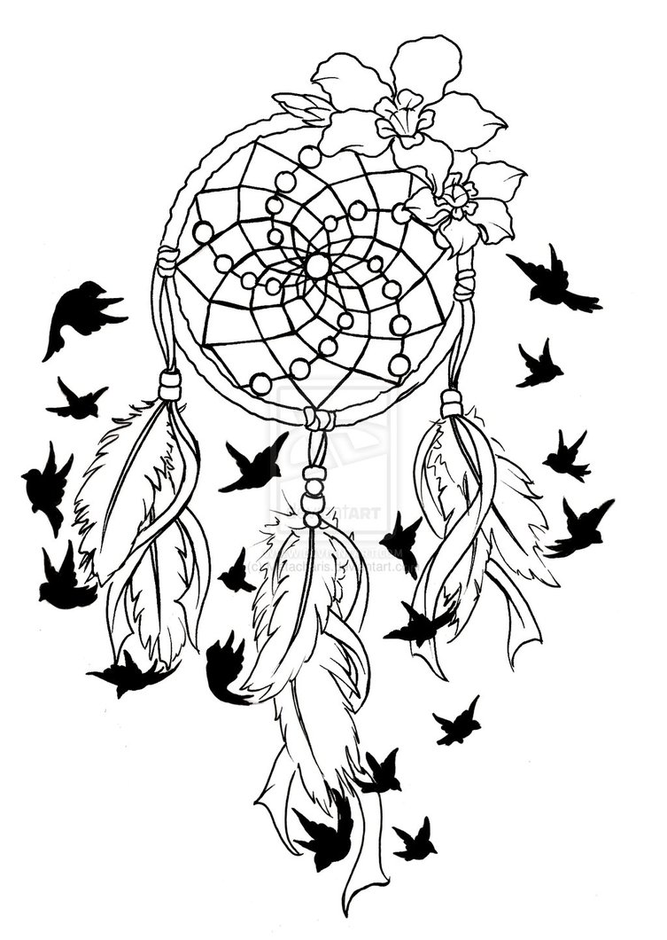 753x1060 Dreamcatcher Coloring Page