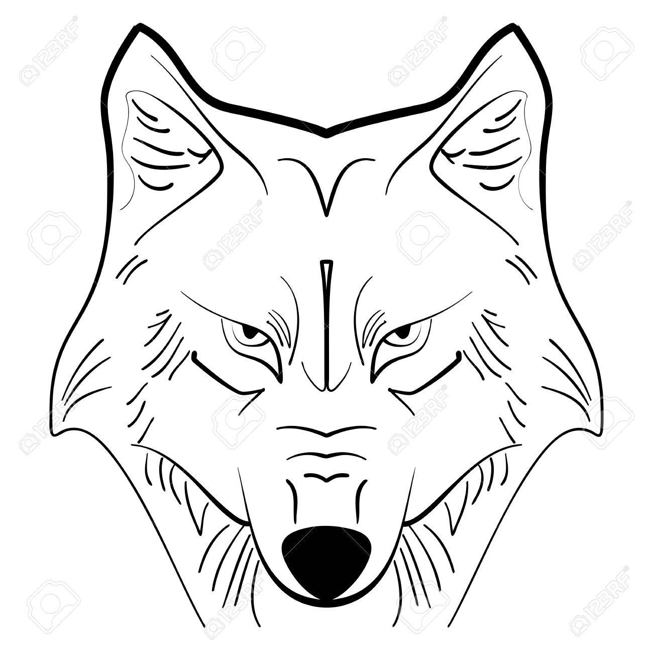 1300x1300 Wolf Tattoo Ink Sketch. Wolf Head Sketch Royalty Free Cliparts