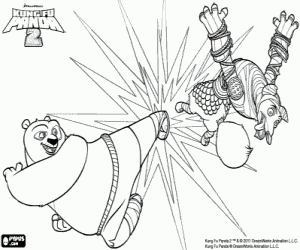 300x250 Kung Fu Panda Po Against The Wolf Coloring Page Printable Game