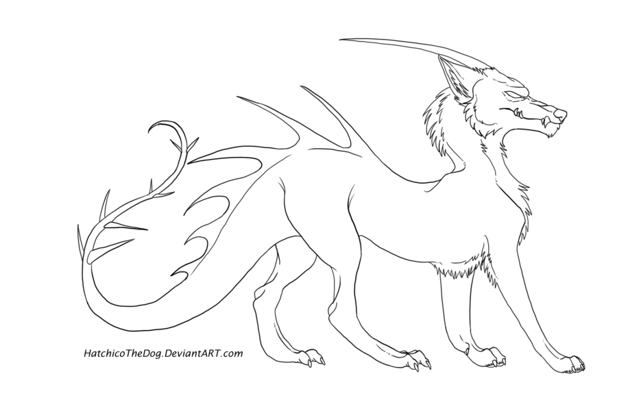 900x600 Dragon Wolf Lineart By Hatchico Commissions