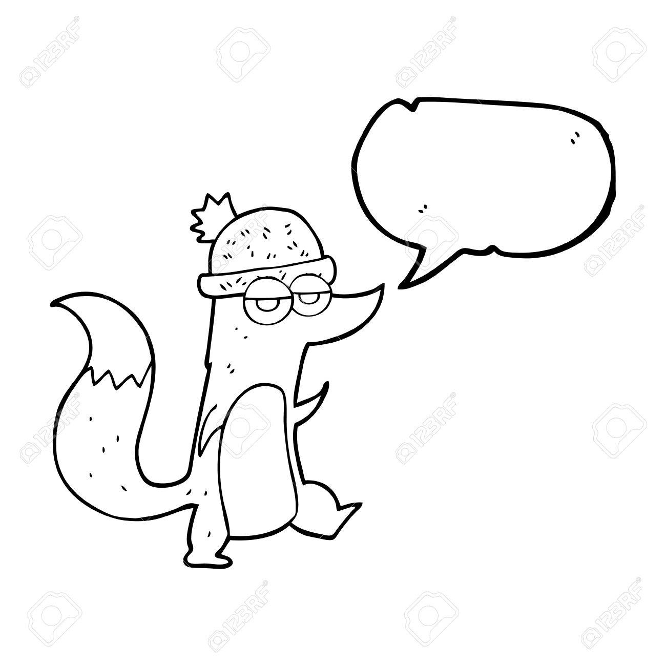 1300x1300 Freehand Drawn Speech Bubble Cartoon Little Wolf Wearing Hat