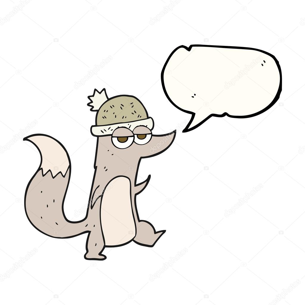 1024x1024 Speech Bubble Cartoon Little Wolf Wearing Hat Stock Vector