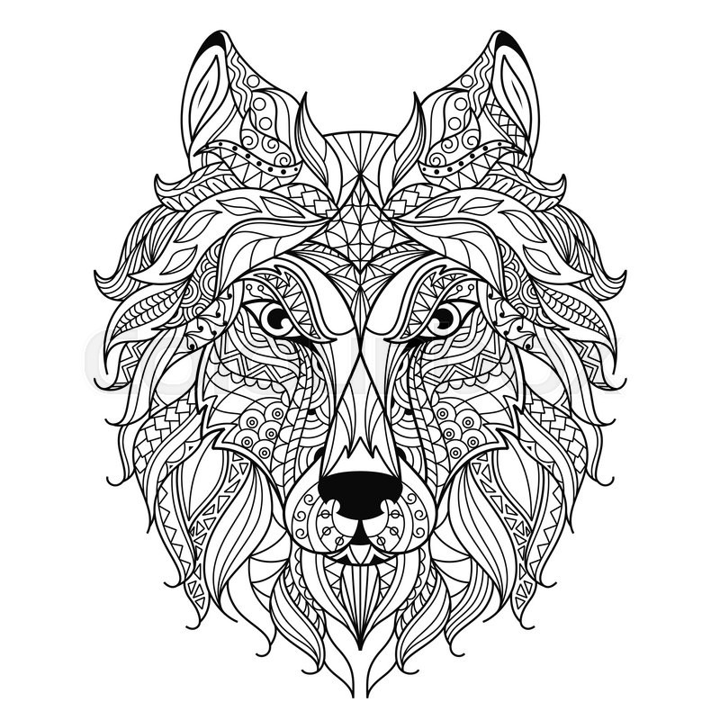 800x800 Stylized Wolf Head Isolated On White Background. Image