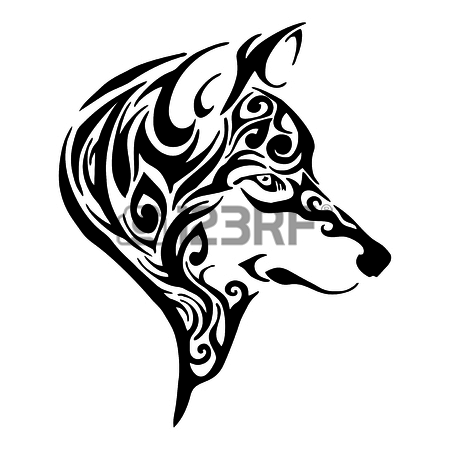 450x450 Wolf Head Tribal Tattoo Sketch Drawing Isolated Royalty Free