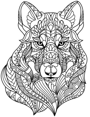 371x480 Wolf Head Zentangle Coloring Page Free Printable Coloring Pages