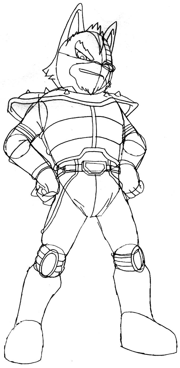 600x1227 How To Draw Wolf O'Donnell From The Star Wolf Team With Easy Step