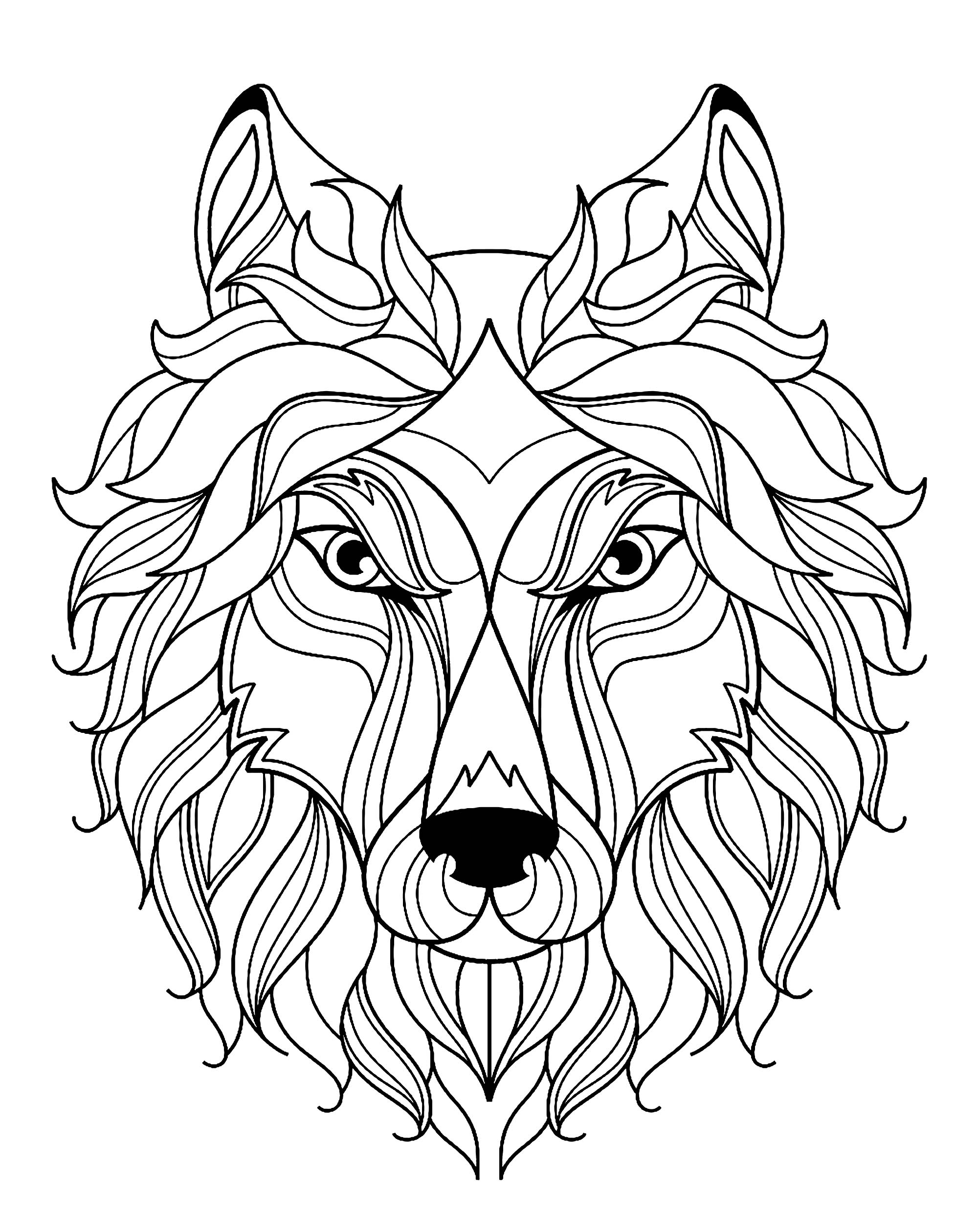 2000x2520 Big Wolf Head Simple Wolves