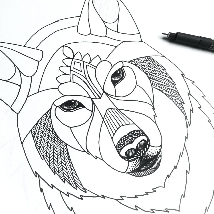 863x863 Click The Wolf Winged Drawing Outline Pup Face Simple Wolf Outline