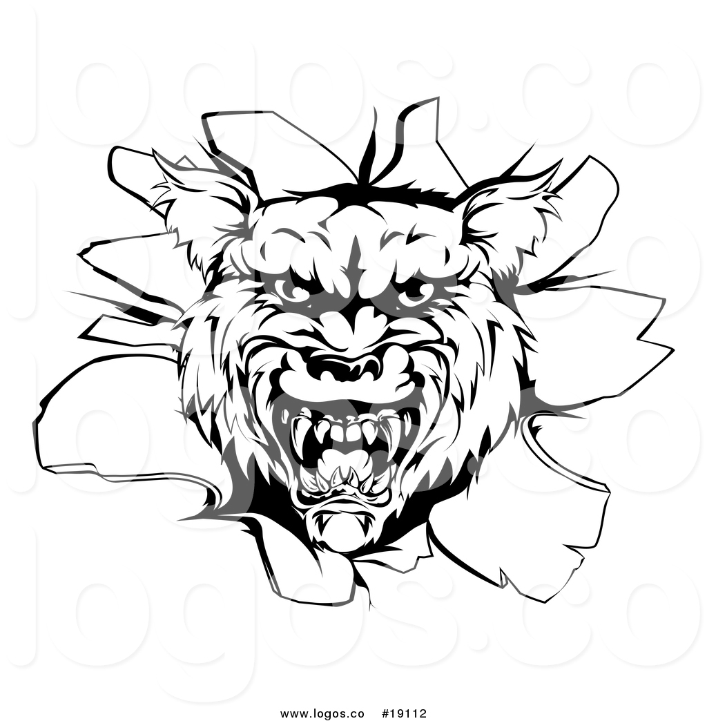 1024x1044 Vector Logo Of A Black And White Wolf Head Breaking Through A Wall