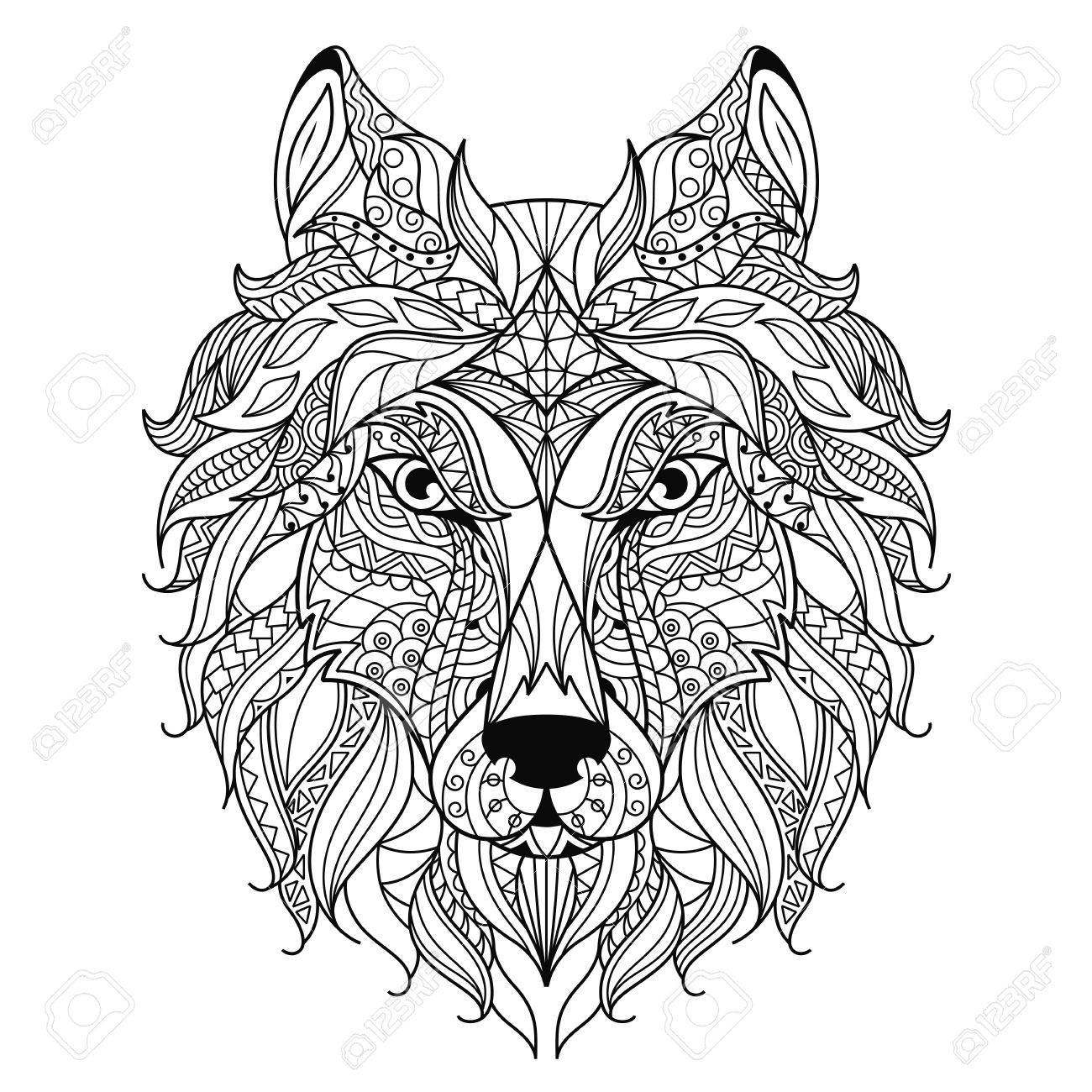 1300x1300 Stylized Wolf Head Isolated On White Background. Image