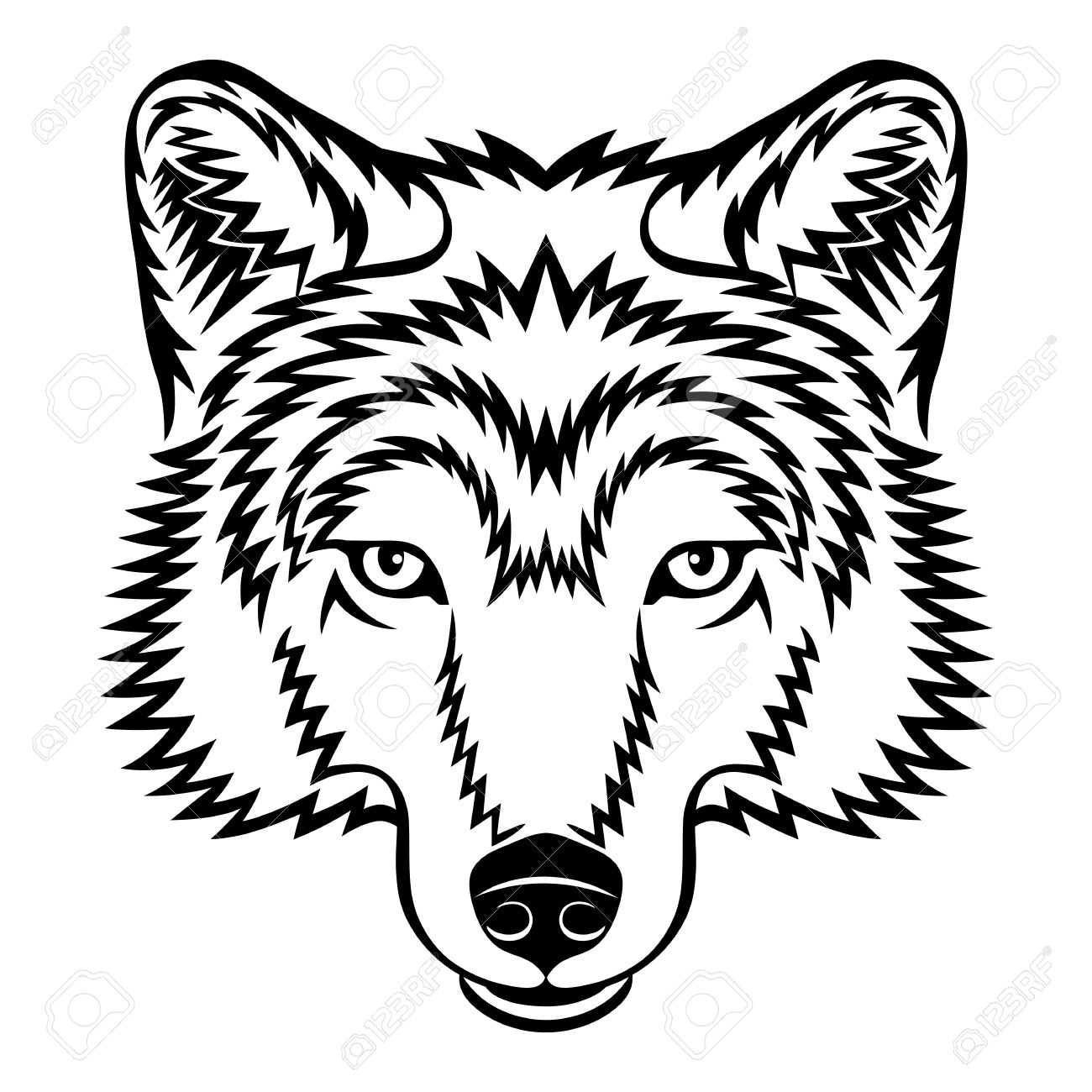 1300x1300 Wolf Head Clipart Black And White