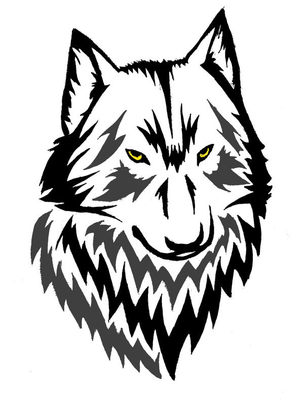 600x789 Sketch Style Colored Wolf Head Tattoo