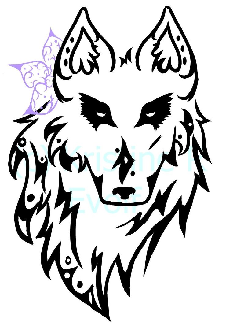 740x1079 Tribal Wolf Head By Evolf