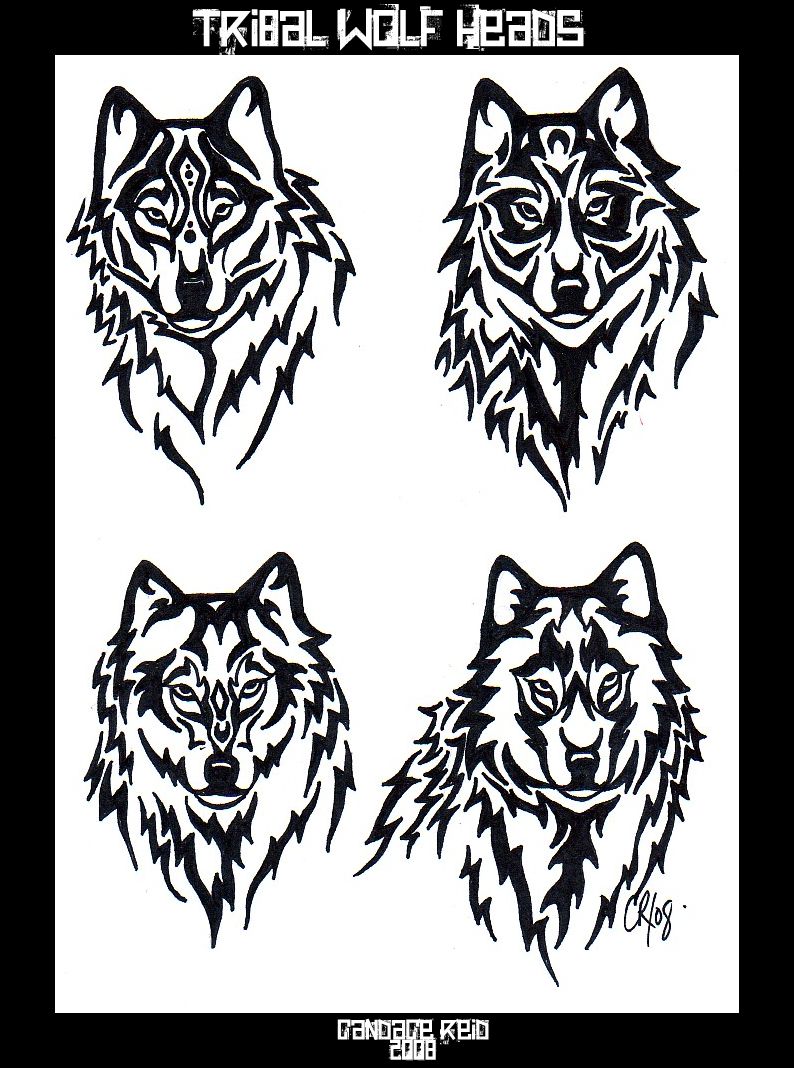 794x1068 Tribal Wolf Heads By Ventisca Seer