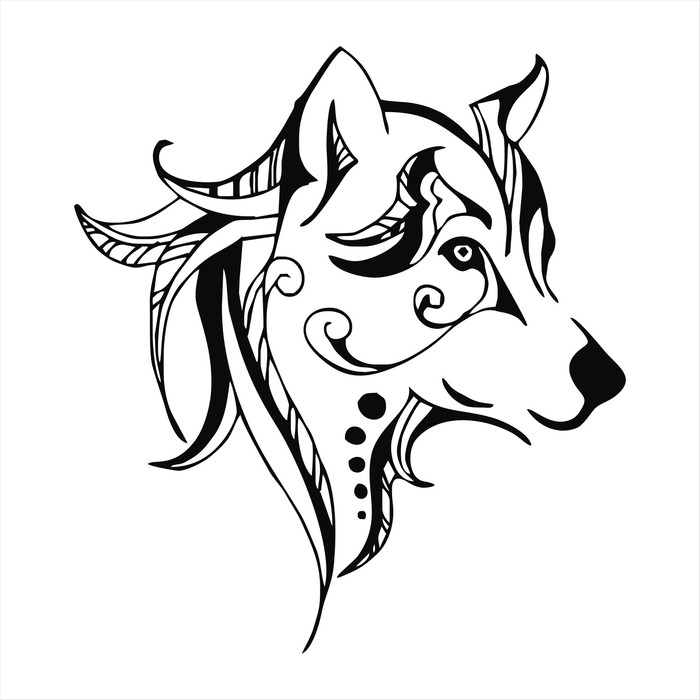 700x700 Wolf Head Tattoo Vector Wall Mural We Live To Change