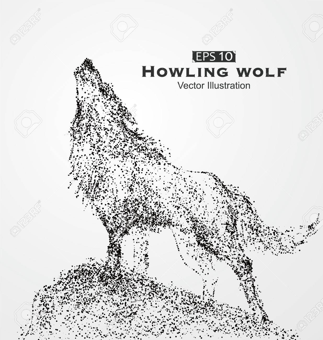 1235x1300 Howling Wolf, Particles, Vector Illustration. Royalty Free