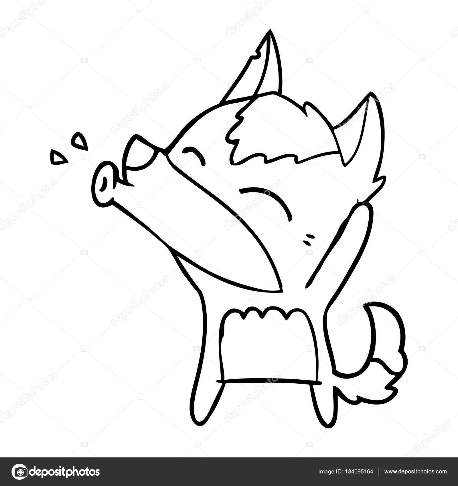 1600x1700 Vector Illustration Howling Wolf Cartoon Stock Vector