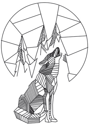 300x423 Drawn Howling Wolf Wolf Design