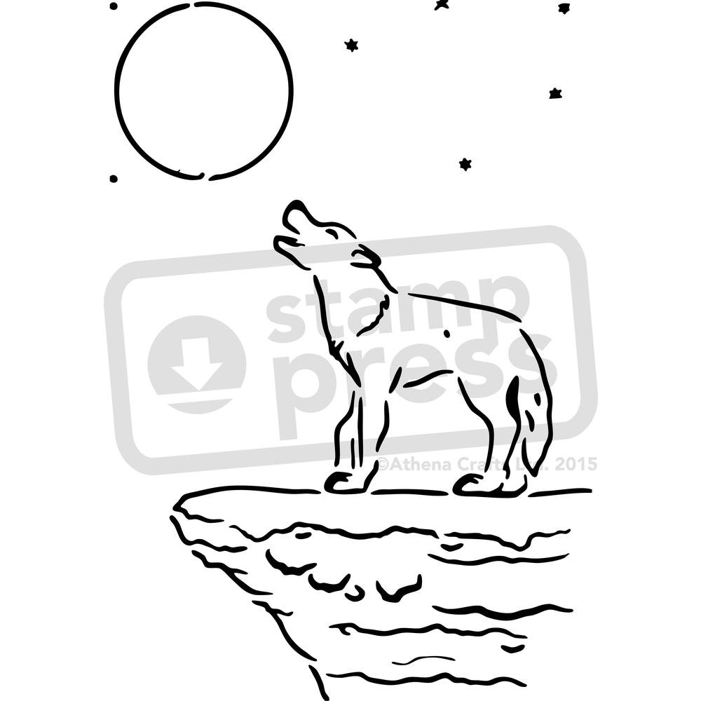 1000x1000 Wolf Howling At Moon' Wall Stencils Templates (Vws0004401) Ebay