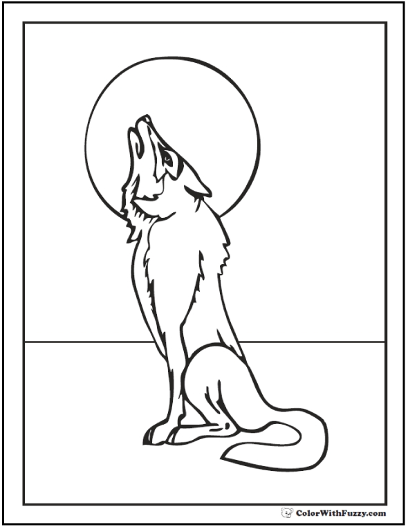 590x762 Wolf Howling Moon Coloring Pages Colouring Page Ba Dog Pluto