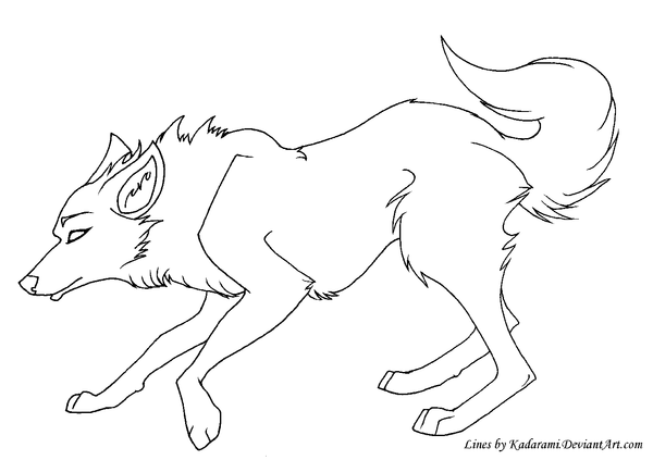 600x423 Free Use Wolf Line Art By Ghulhund