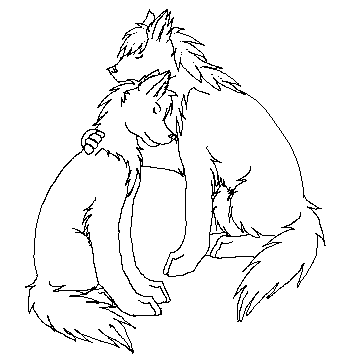 339x357 Wolf And Cat Couple Lineart Favourites By Darkeh12