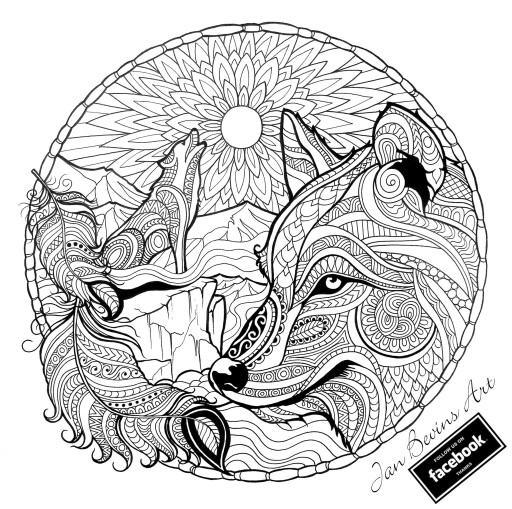 512x509 Wolf Moon Coloring Wolf, Adult Coloring And Craft