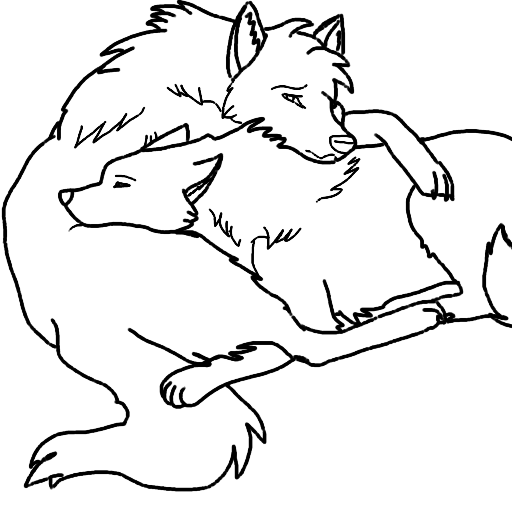 512x512 Wolf Couple Lineart By Creepypastafirebot