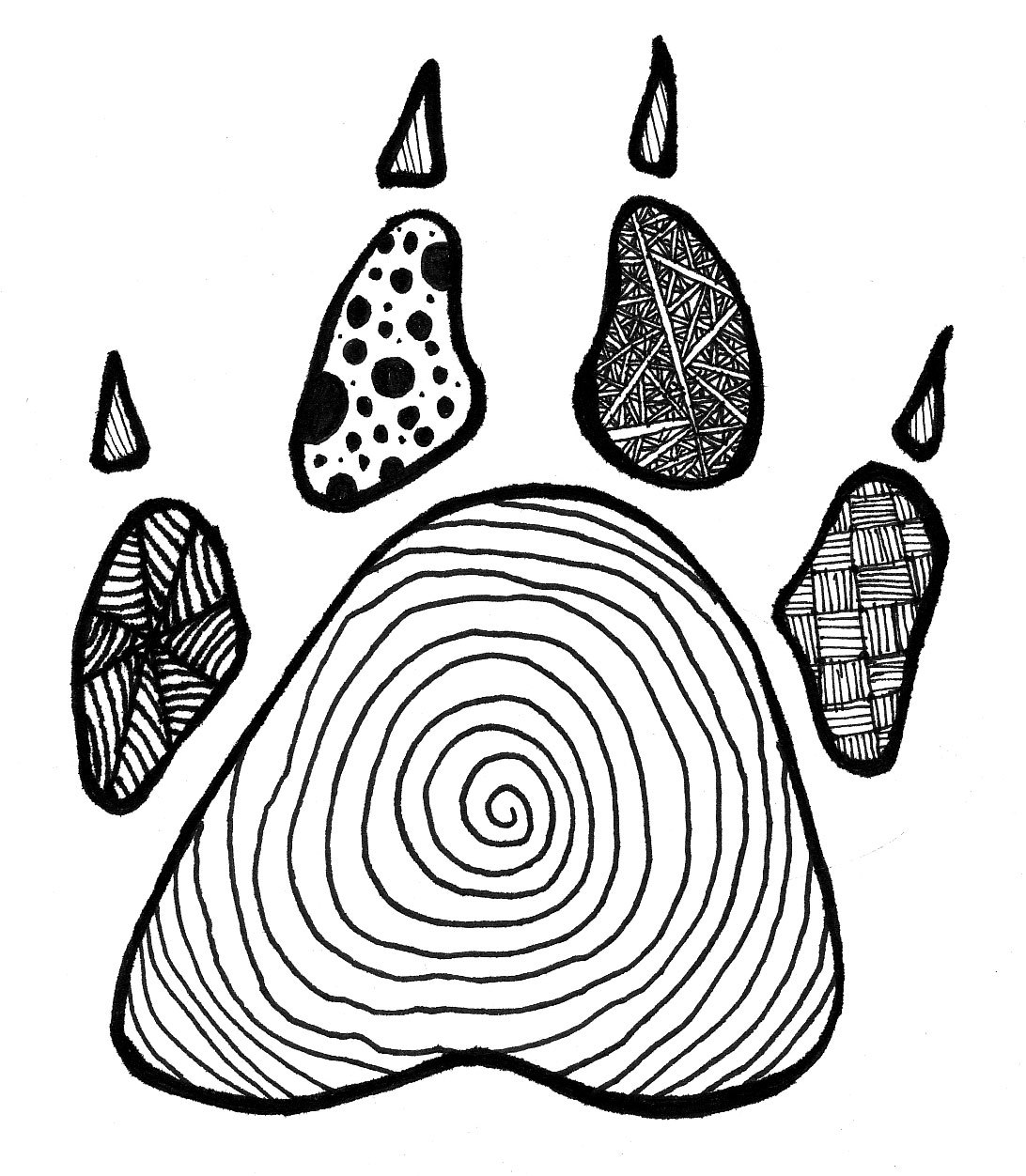 1092x1252 Zentangle Paw Print My Art Zentangles, Tangled