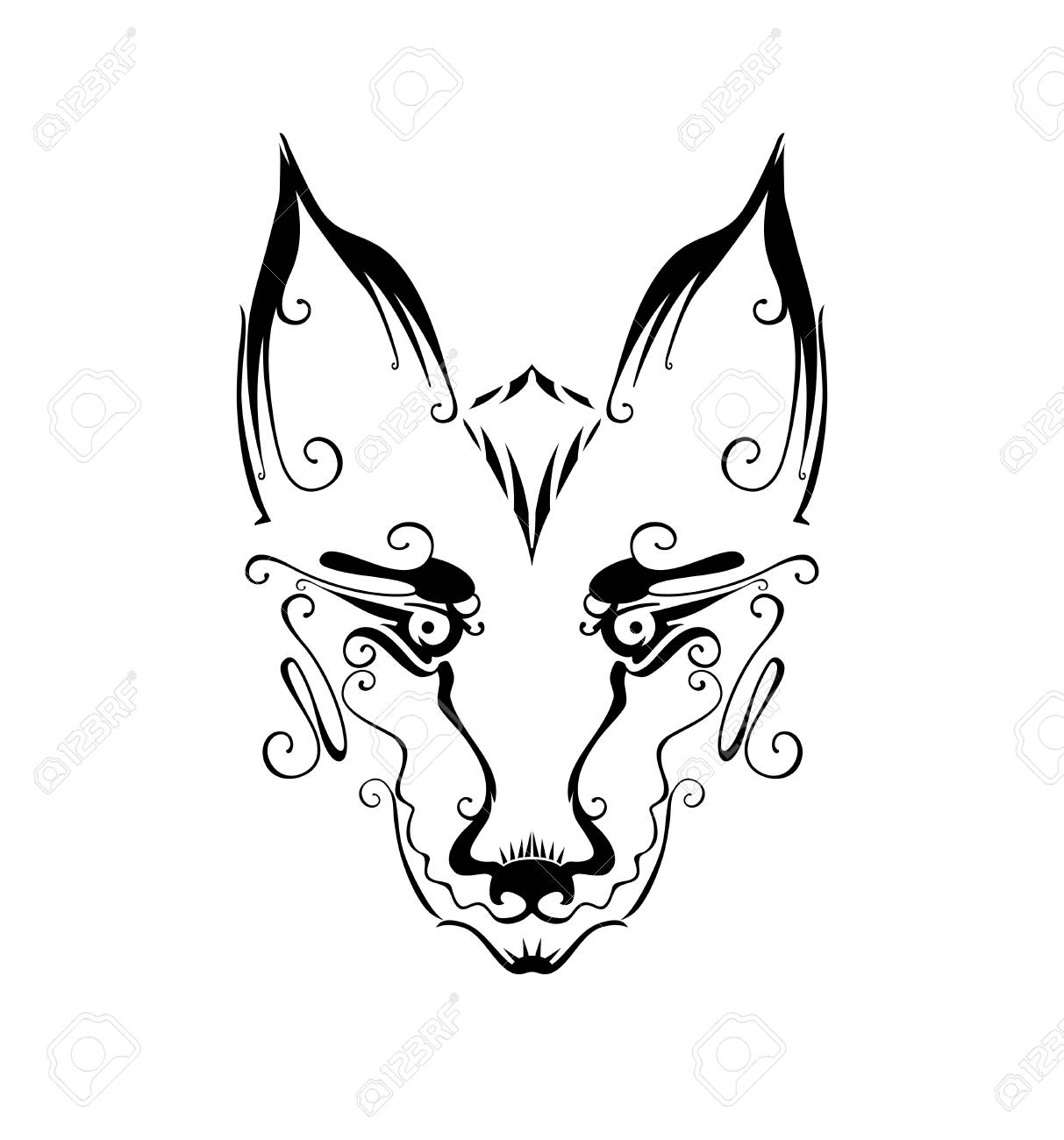 1213x1300 Line Art Portrait Of An Animal. Decorative Wolf Head. Royalty Free