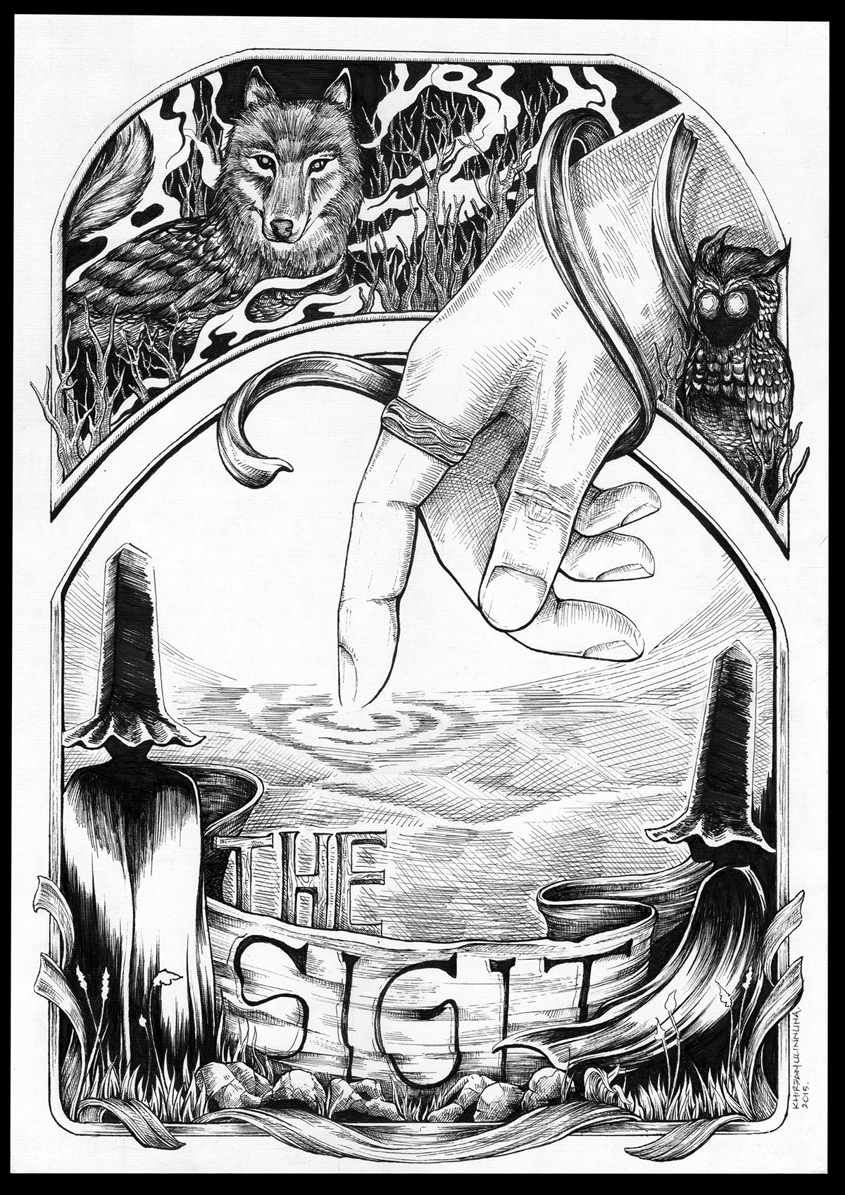 1200x1697 Owl And Wolf