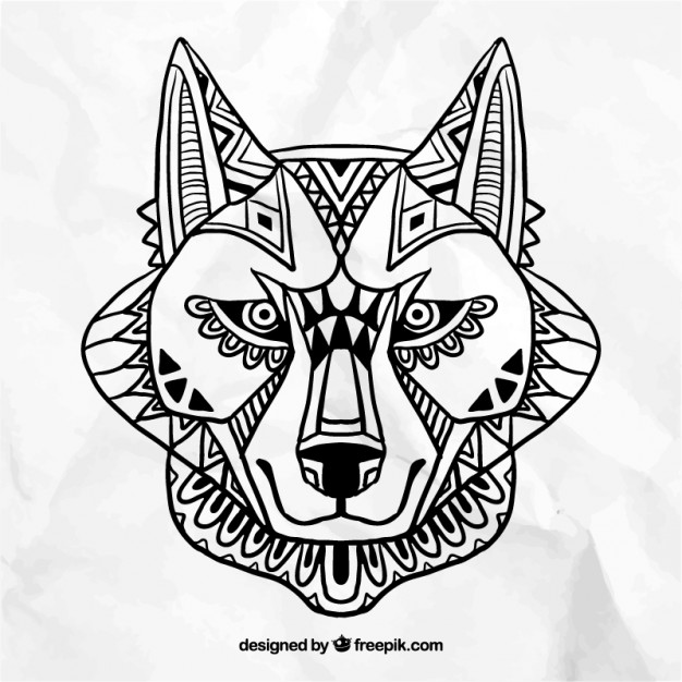 626x626 Abstract Wolf Face Free Vector Geometric Profile